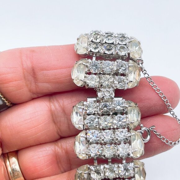 Vintage Kramer Of New York Rhinestone & Silver-Tone Bracelet - Picture 3 of 10